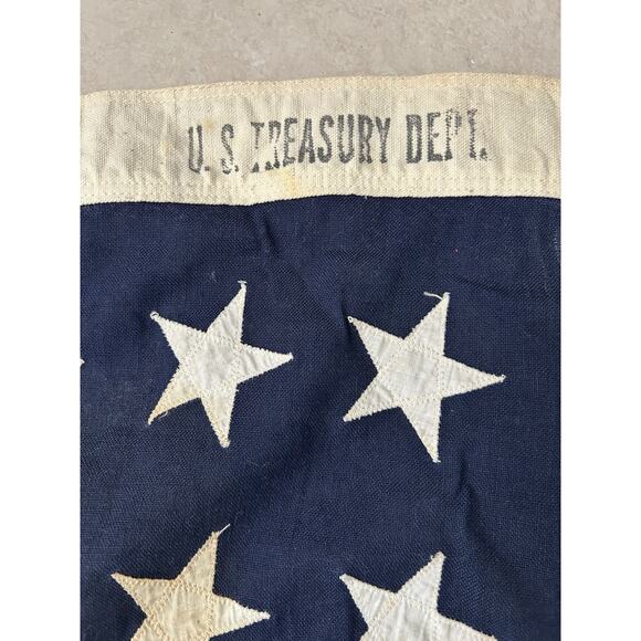 VTG RARE American Flag Bulldog Bunting 48 Stars WW2/Korean 40s US Treasury Dept - Picture 3 of 16